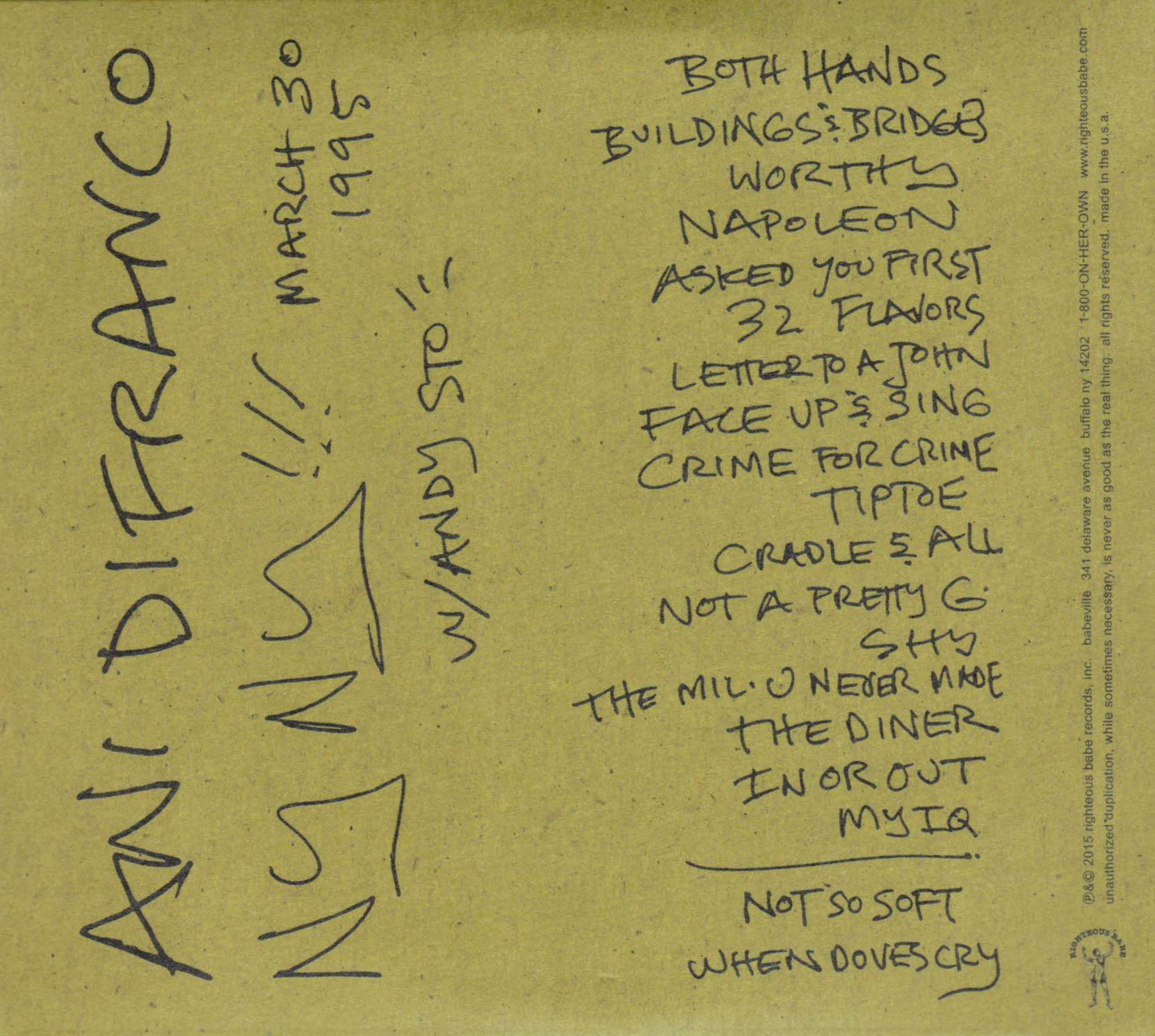 Ani DiFranco New York, NY 3.30.1995